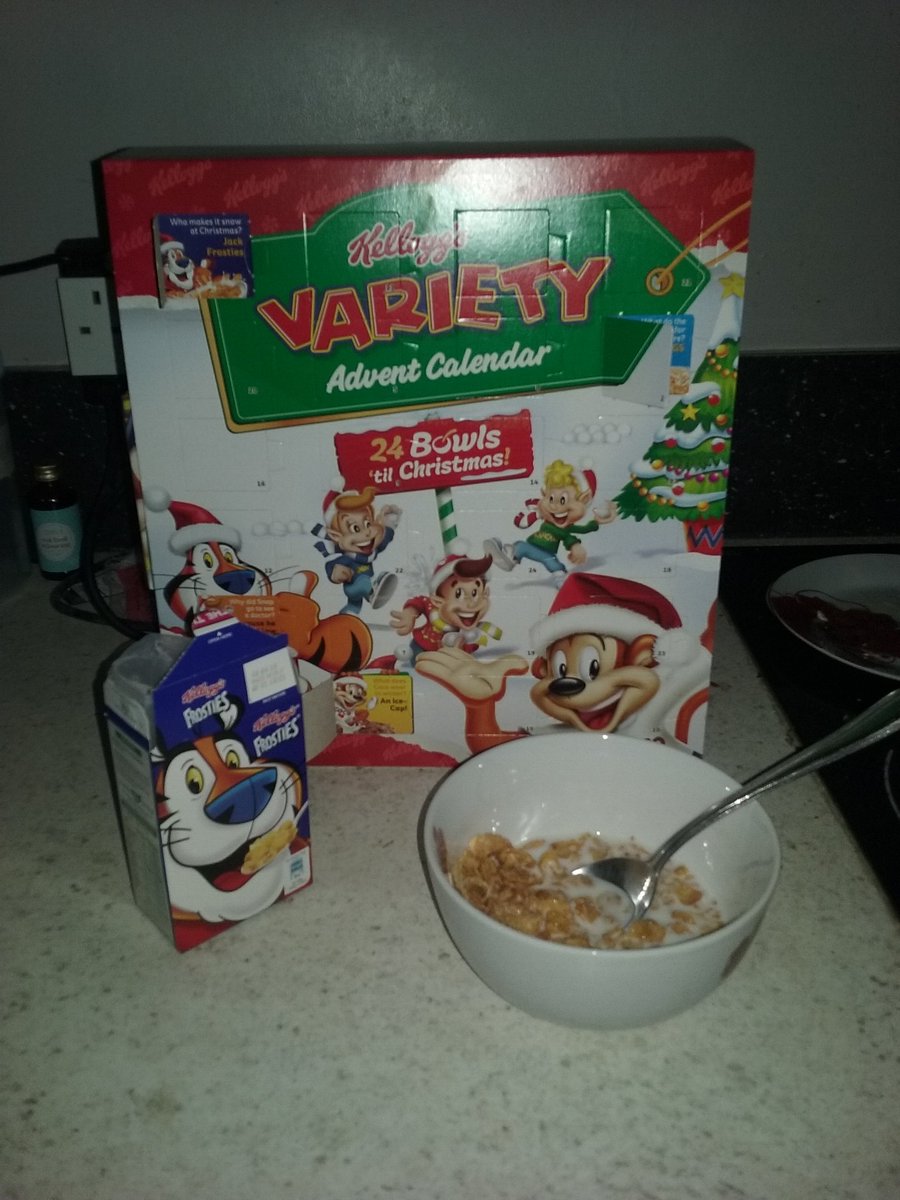 December 4: Frosties. A bowl of sugary goodness. Certainly not as sweet as I was expecting though. #Kelloggs #CerealAdventCalendar