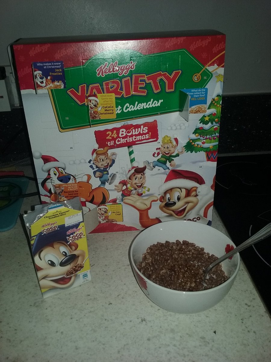 December 5: Coco Pops. I'll not be too upset if there are 2 packs of Coco Pops in each variety pack. #Kelloggs #CerealAdventCalendar