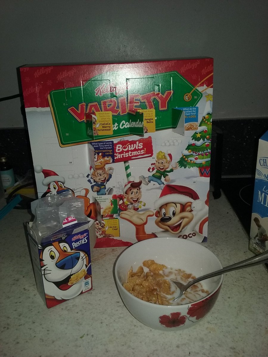 December 9: Frosties. We finish off the first variety pack just a day later. #Kelloggs #CerealAdventCalendar