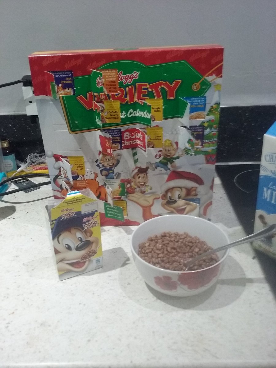 December 14: Coco Pops. Had to open the third variety pack today to get to these. #Kelloggs #CerealAdventCalendar