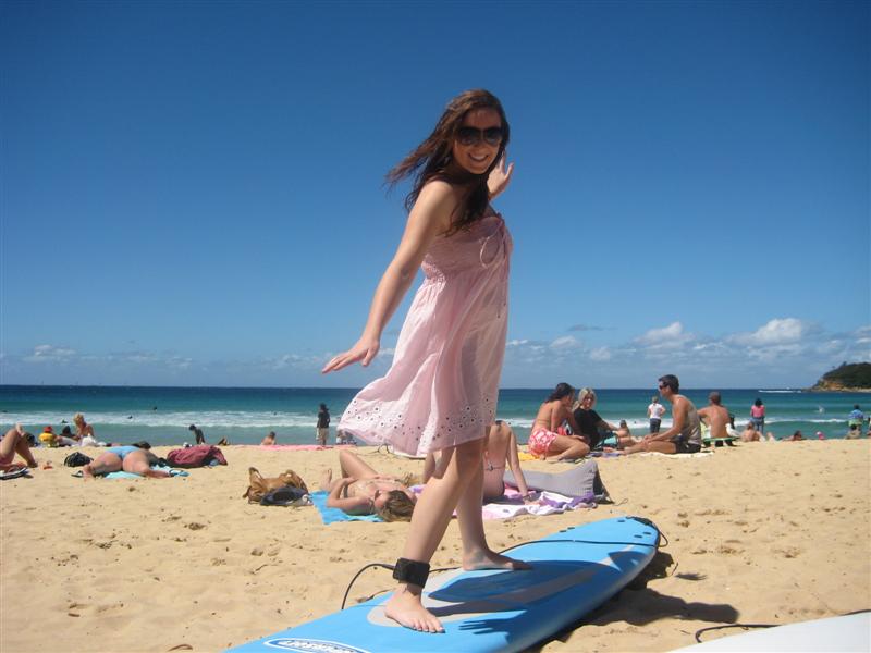 Maria on the surfboard